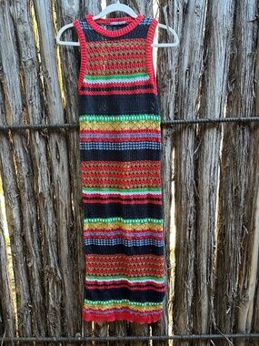 Mango Multi colored Striped Strapless Knit Maxi Dress in Size 2